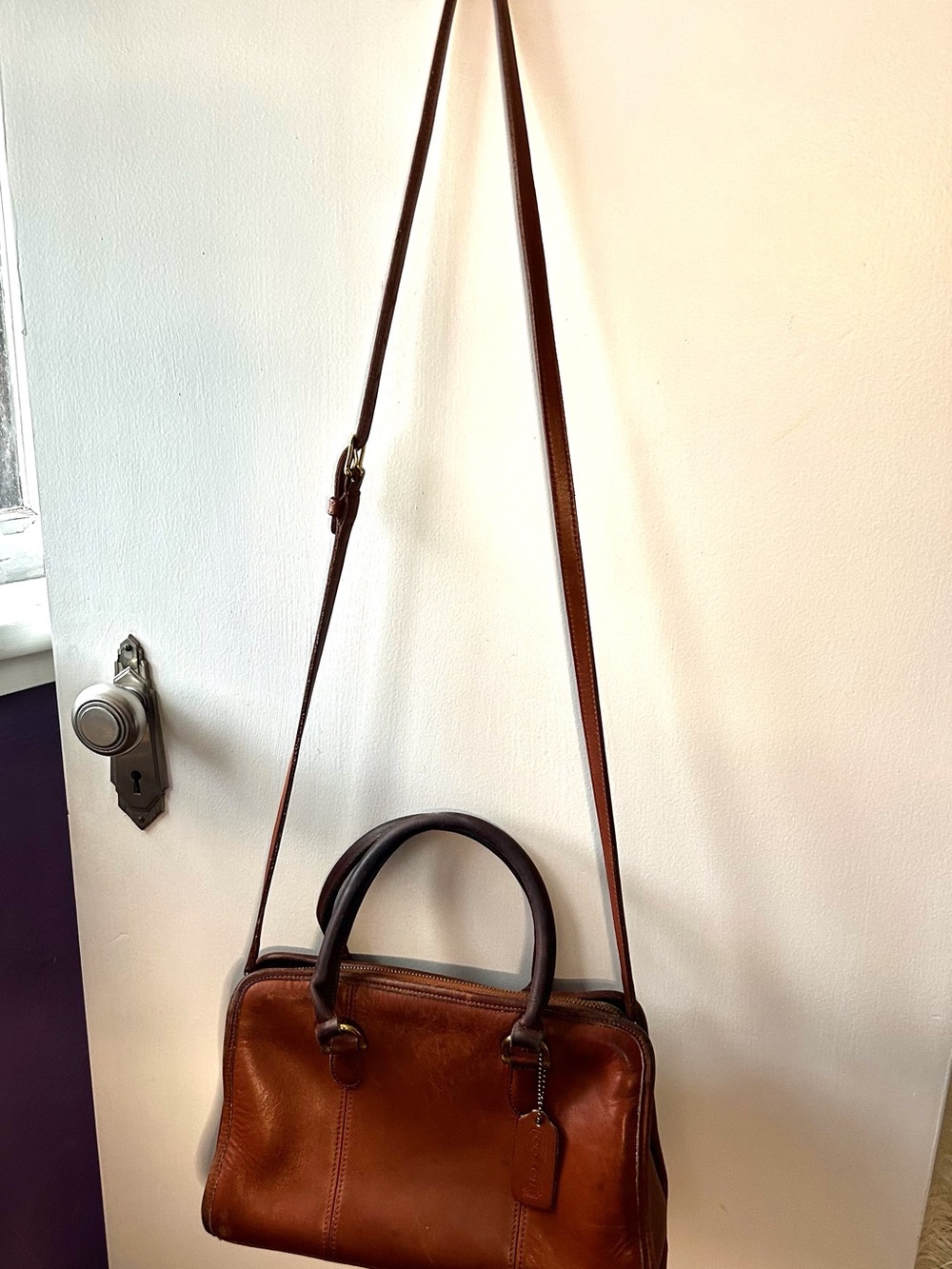 Coach Brown Leather Satchel with Dark Brown Handles - Picture 2 of 6